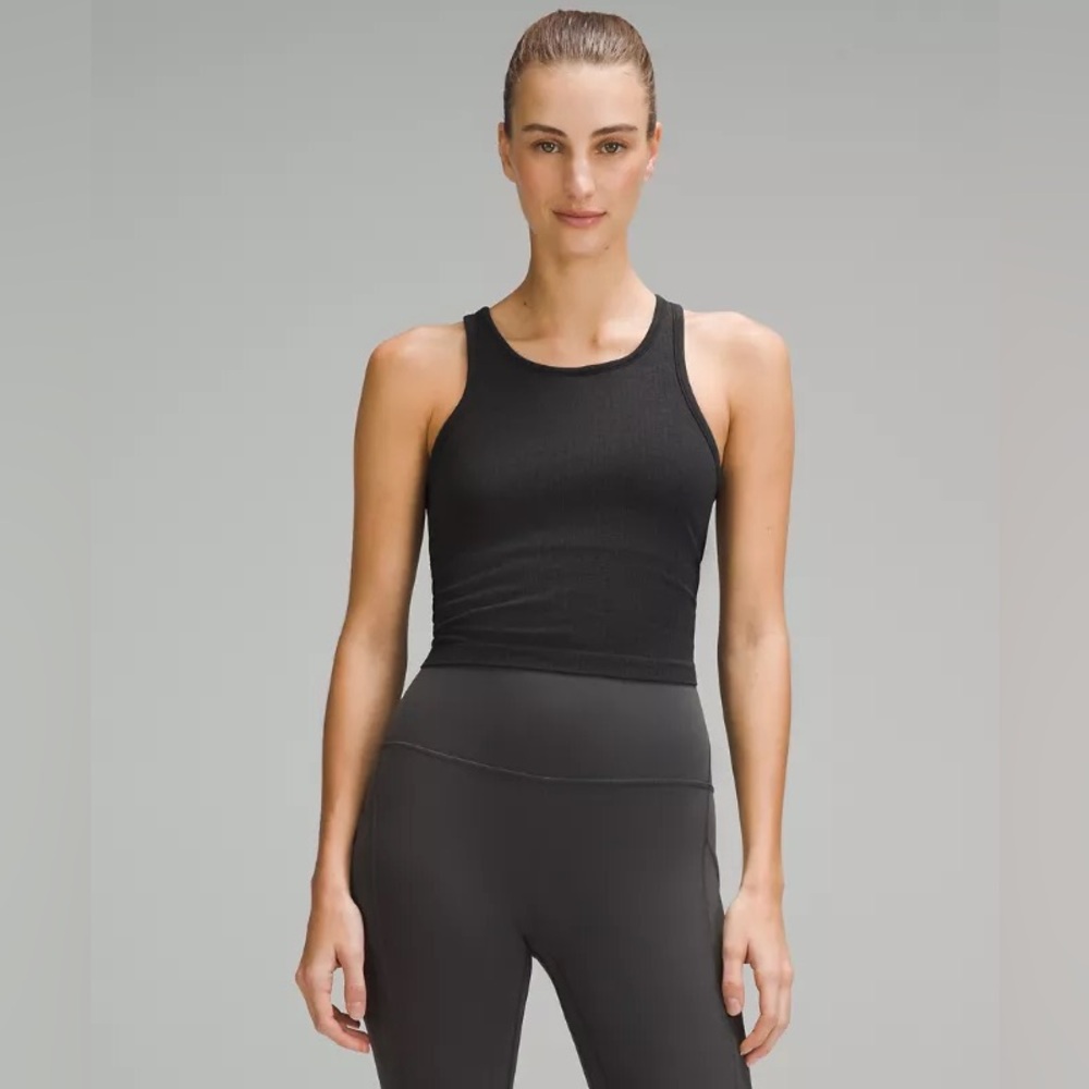 Lululemon Ebb to Street Racerback Cropped Tank Top in Black